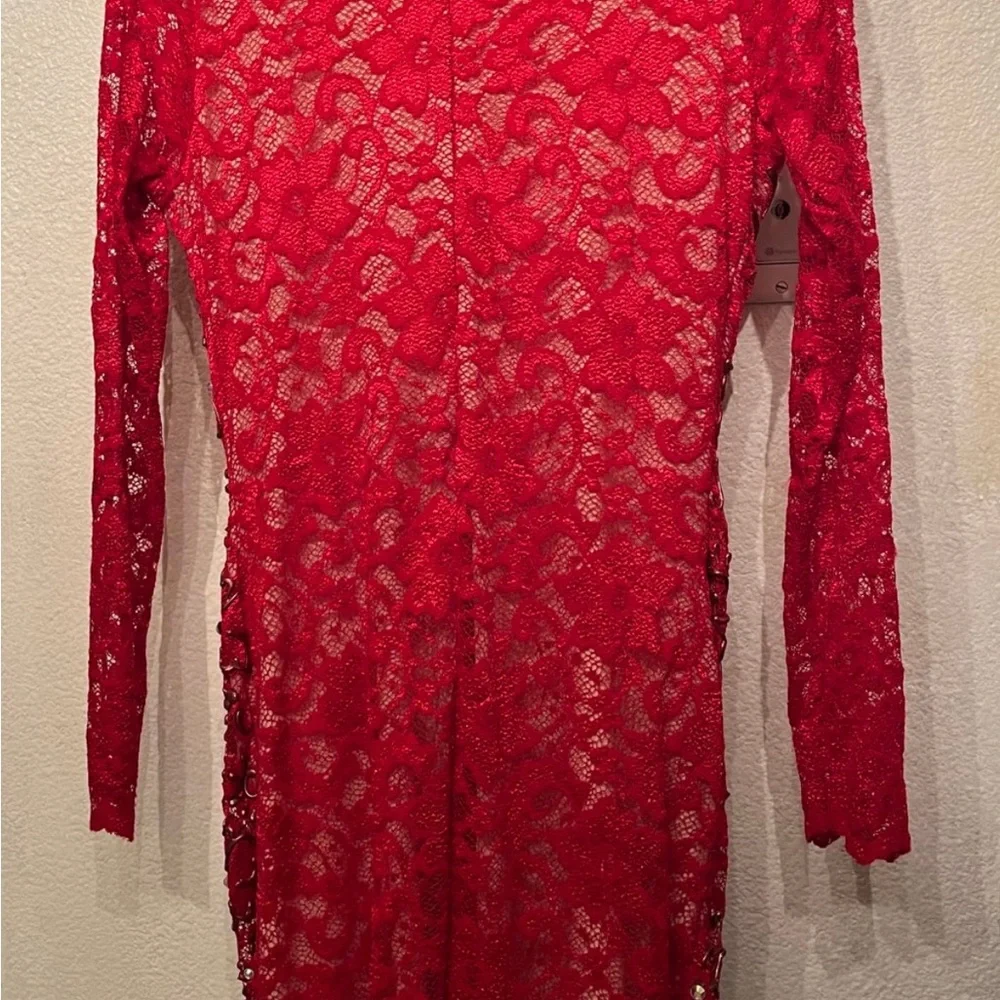 Holt Miami Maison De Luxe Hand Painted Red Mini Dress - Picture 3 of 5